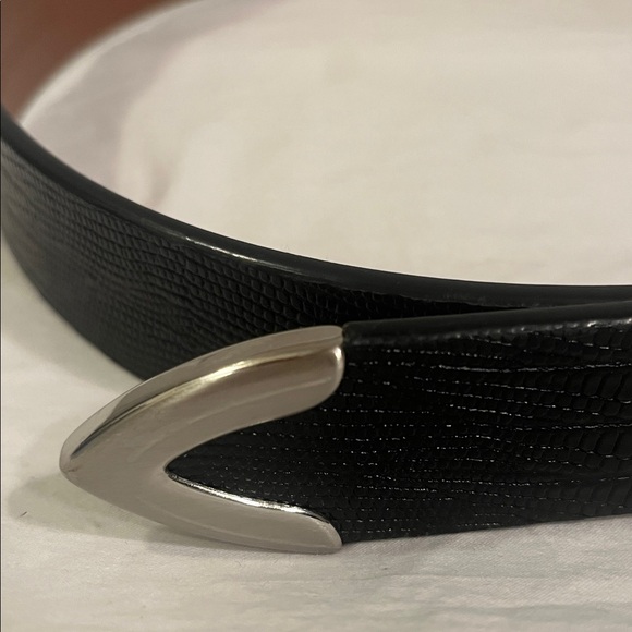 Johnston & Murphy Belt sz 34 Black Genuine Leather lizard embossed dress casual - Picture 2 of 7